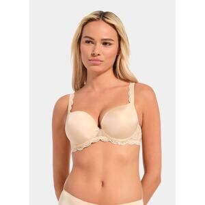 Magic Bodyfashion Women's 34C Latte Luxury Gel Bra Underwire Lace Trim Q6-6